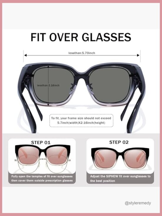 Polarized Mirrored Sunglasses Fit Over Glasses Large Square Frame
